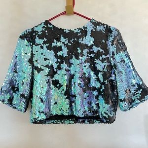 LUCY PARIS MERMAID SEQUIN CROP TOP